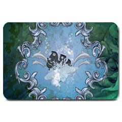 Surfboard With Dolphin Large Doormat  by FantasyWorld7