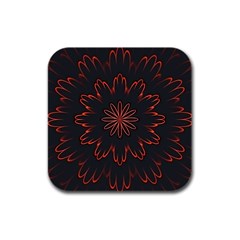 Fractal Glowing Abstract Digital Rubber Square Coaster (4 Pack)  by Pakrebo