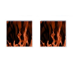 Smoke Flame Abstract Orange Red Cufflinks (square) by Pakrebo