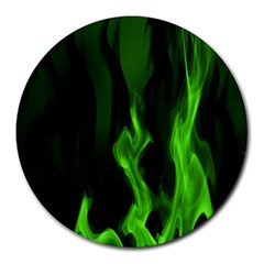 Smoke Flame Abstract Green Round Mousepads by Pakrebo