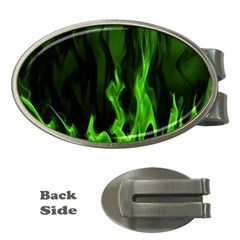 Smoke Flame Abstract Green Money Clips (oval)  by Pakrebo