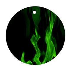 Smoke Flame Abstract Green Round Ornament (two Sides) by Pakrebo