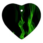 Smoke Flame Abstract Green Heart Ornament (Two Sides) Back