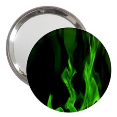 Smoke Flame Abstract Green 3  Handbag Mirrors by Pakrebo