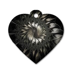 Fractal Abstract Pattern Silver Dog Tag Heart (two Sides) by Pakrebo