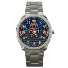 African Pattern Sport Metal Watch by Sobalvarro