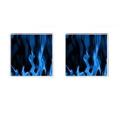Smoke Flame Abstract Blue Cufflinks (square) by Pakrebo