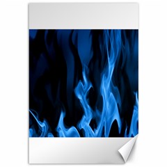 Smoke Flame Abstract Blue Canvas 12  X 18  by Pakrebo