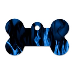 Smoke Flame Abstract Blue Dog Tag Bone (one Side) by Pakrebo