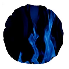 Smoke Flame Abstract Blue Large 18  Premium Round Cushions by Pakrebo