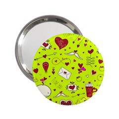 Valentin s Day Love Hearts Pattern Red Pink Green 2 25  Handbag Mirrors by EDDArt