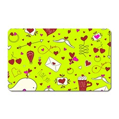 Valentin s Day Love Hearts Pattern Red Pink Green Magnet (rectangular) by EDDArt