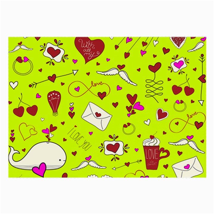 Valentin s Day Love Hearts Pattern Red Pink Green Large Glasses Cloth