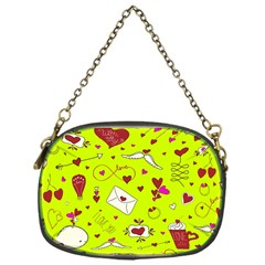 Valentin s Day Love Hearts Pattern Red Pink Green Chain Purse (one Side) by EDDArt
