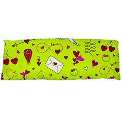 Valentin s Day Love Hearts Pattern Red Pink Green Body Pillow Case (dakimakura) by EDDArt