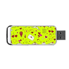 Valentin s Day Love Hearts Pattern Red Pink Green Portable Usb Flash (one Side) by EDDArt