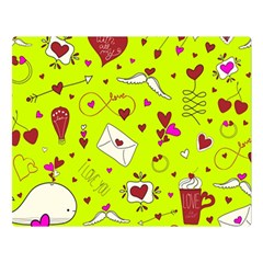 Valentin s Day Love Hearts Pattern Red Pink Green Double Sided Flano Blanket (large)  by EDDArt