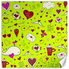 Valentin s Day Love Hearts Pattern Red Pink Green Canvas 16  X 16  by EDDArt