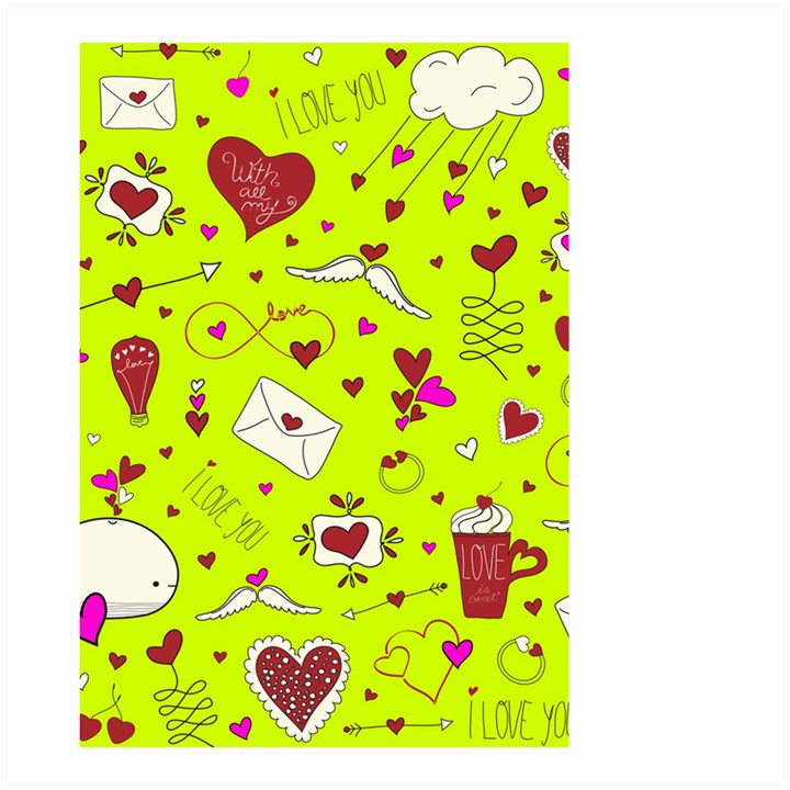 Valentin s Day Love Hearts Pattern Red Pink Green Small Garden Flag (Two Sides)