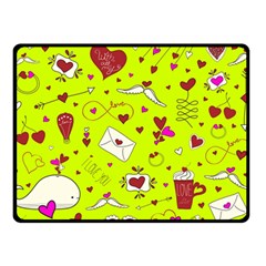 Valentin s Day Love Hearts Pattern Red Pink Green Double Sided Fleece Blanket (small) 