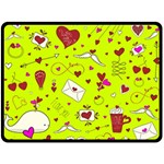 Valentin s Day Love Hearts Pattern Red Pink Green Double Sided Fleece Blanket (Large)  80 x60  Blanket Front