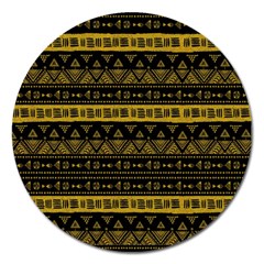 Native American Ornaments Watercolor Pattern Black Gold Magnet 5  (round) by EDDArt