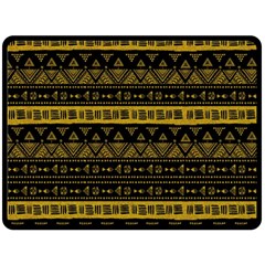 Native American Ornaments Watercolor Pattern Black Gold Fleece Blanket (large)  by EDDArt