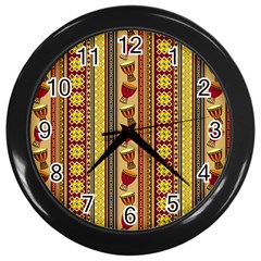 Traditional Africa Border Wallpaper Pattern Colored 4 Wall Clock (black) by EDDArt