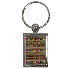 Traditional Africa Border Wallpaper Pattern Colored Key Chain (rectangle) by EDDArt