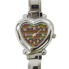 Traditional Africa Border Wallpaper Pattern Colored Heart Italian Charm Watch by EDDArt