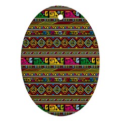 Traditional Africa Border Wallpaper Pattern Colored Oval Ornament (two Sides) by EDDArt