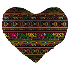 Traditional Africa Border Wallpaper Pattern Colored Large 19  Premium Heart Shape Cushions by EDDArt