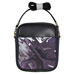 Purple Marble Digital Abstract Girls Sling Bag by Pakrebo