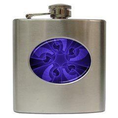 Fractal Blue Star Abstract Hip Flask (6 Oz) by Pakrebo