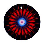 Red White Blue Burst Fractal Ornament (Round) Front