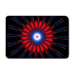 Red White Blue Burst Fractal Small Doormat  by Pakrebo