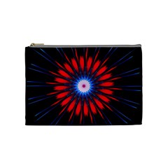 Red White Blue Burst Fractal Cosmetic Bag (medium) by Pakrebo