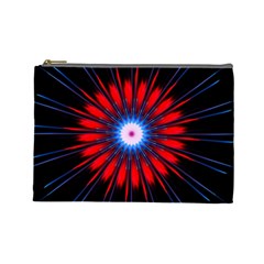 Red White Blue Burst Fractal Cosmetic Bag (large) by Pakrebo