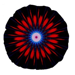 Red White Blue Burst Fractal Large 18  Premium Flano Round Cushions by Pakrebo