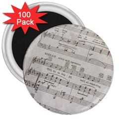 Sheet Music Paper Notes Antique 3  Magnets (100 Pack) by Pakrebo