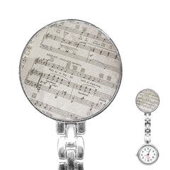 Sheet Music Paper Notes Antique Stainless Steel Nurses Watch