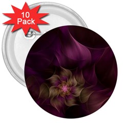 Fractal Pink Lavender Flower Bloom 3  Buttons (10 Pack)  by Pakrebo