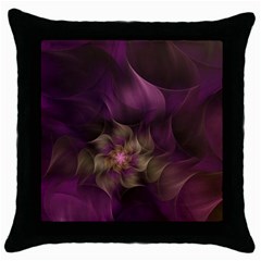 Fractal Pink Lavender Flower Bloom Throw Pillow Case (black) by Pakrebo