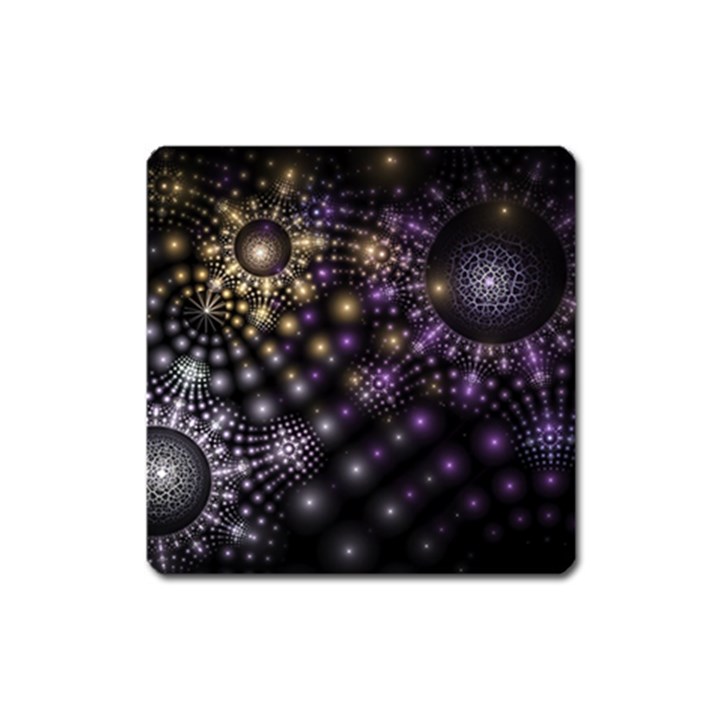 Fractal Spheres Glitter Design Square Magnet