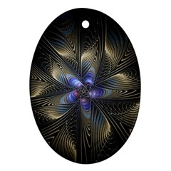 Fractal Blue Abstract Fractal Art Oval Ornament (two Sides) by Pakrebo