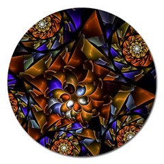 Fractal Spiral Flowers Pattern Magnet 5  (round) by Pakrebo