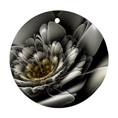 Fractal Silver Flower Bloom Floral Ornament (round)