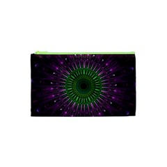 Purple Mandala Fractal Glass Cosmetic Bag (xs) by Pakrebo