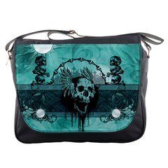 Awesome Skull With Wings Messenger Bag by FantasyWorld7
