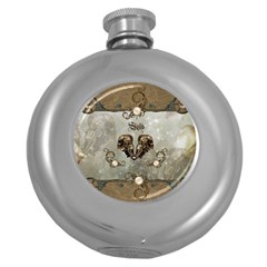 Awesome Mechanical Skull Round Hip Flask (5 Oz)